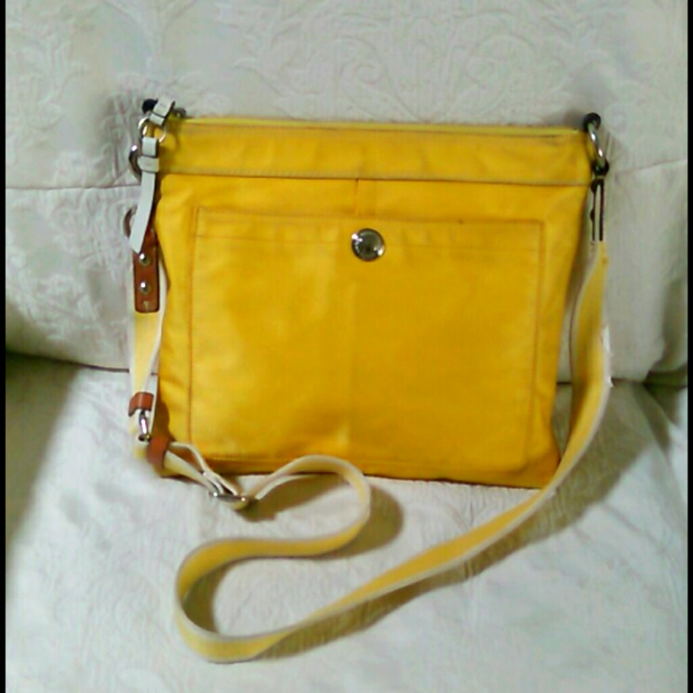 Coach yellow nylon crossbody bag